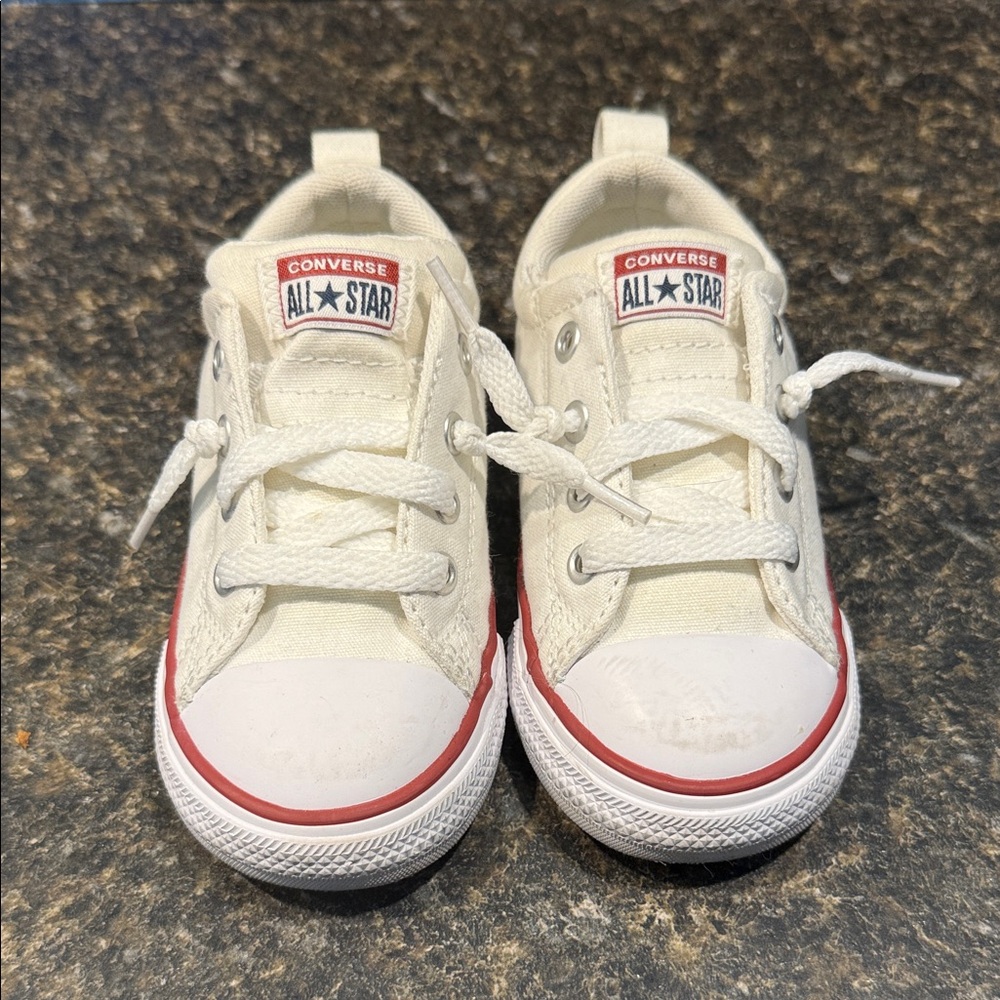 Converse Kids Cream Sneakers with Red Trim